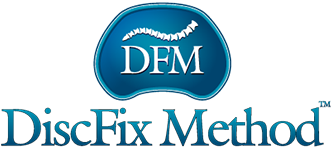 DiscFix Method trademark badge with a spine graphic